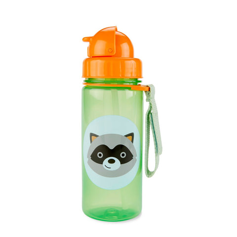 Green Raccoon Zoo Straw Bottle - 13 Oz