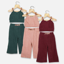 Load image into Gallery viewer, Striped Corduroy Crop Top With Pant Co-Ord Set
