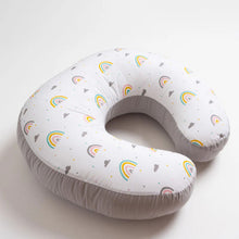 Load image into Gallery viewer, Grey Follow The Rainbow Theme Nursing Pillow
