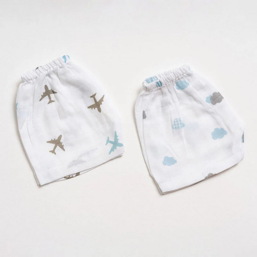 White Dream Big Theme Muslin Shorts - Pack Of 2