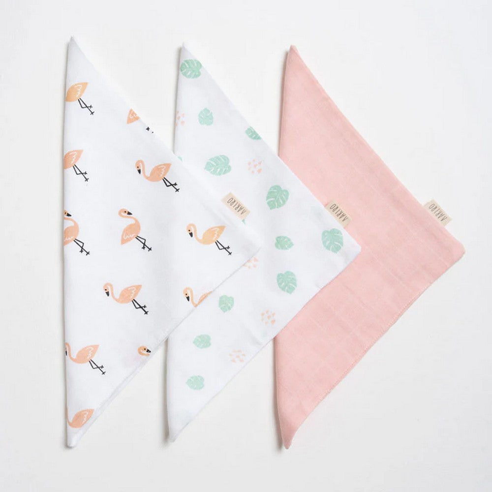 Flamingo Theme Muslin Washcloth - Pack Of 3