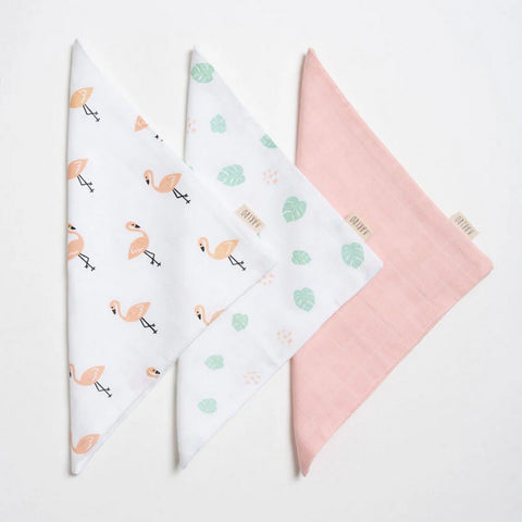 Flamingo Theme Muslin Washcloth - Pack Of 3