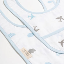 Load image into Gallery viewer, Blue Airplane Printed Classic Muslin Bib
