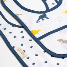 Load image into Gallery viewer, Navy Blue Little Dino Printed Classic Muslin Bib
