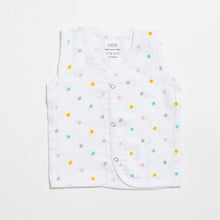 Load image into Gallery viewer, White  Follow The Rainbow Printed Sleeveless Muslin Jabla - Pack Of 2
