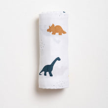 Load image into Gallery viewer, White Dino Printed Muslin Swaddle Pack Of 2
