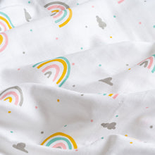 Load image into Gallery viewer, White Rainbow Printed Muslin Swaddle Pack Of 2
