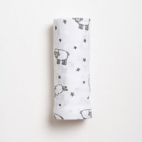 Grey Baa Baa Sheep Theme Muslin Swaddle