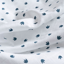 Load image into Gallery viewer, White Little Dino Paw Muslin Swaddle
