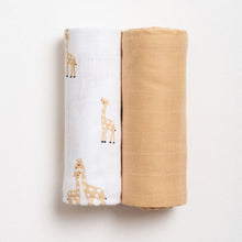 Load image into Gallery viewer, White Giraffe Printed Muslin Swaddle Pack Of 2
