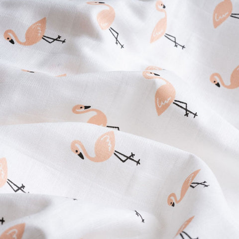 White Tropical Flamingo Theme Muslin Swaddle Pack Of 2