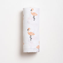 Load image into Gallery viewer, White Tropical Flamingo Printed Muslin Swaddle Pack Of 2
