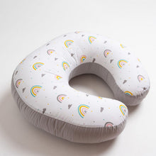 Load image into Gallery viewer, Grey Follow The Rainbow Printed Nursing Pillow Cover
