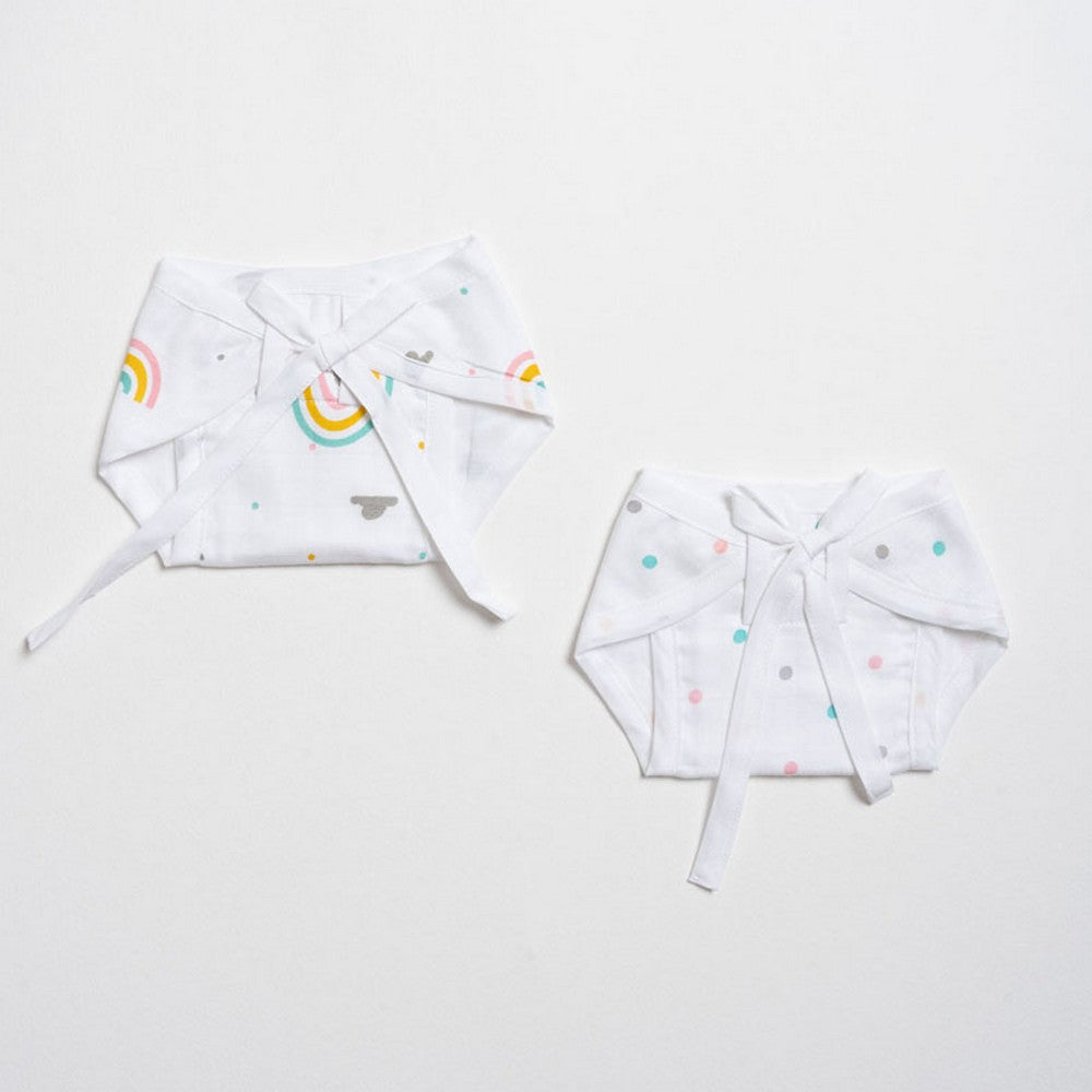 White Follow The Rainbow Theme Nappy Pack Of 2