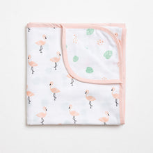 Load image into Gallery viewer, Pink Flamingo Printed Reversible Muslin Blanket
