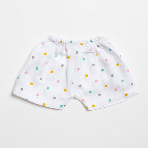 White Follow The Rainbow Printed Muslin Shorts Pack Of 2