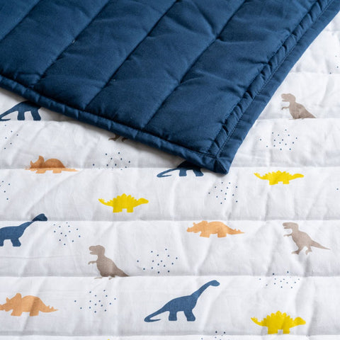 Navy Little Dino Printed Toddler Quilt