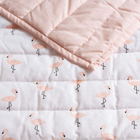 Pink Tropical Flamingo Printed Toddler Quilt