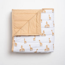 Load image into Gallery viewer, Peach Giraffe Printed Toddler Quilt -
