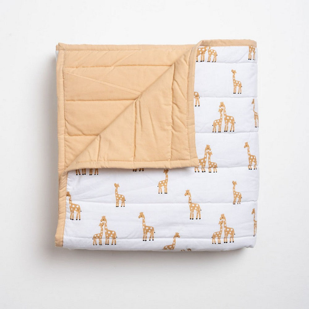 Peach Giraffe Printed Toddler Quilt -