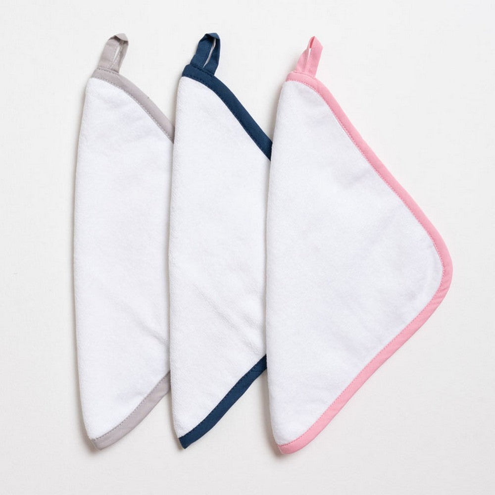 Pink Organic Terry Washcloths Set Of 3