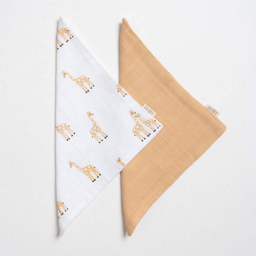 White Giraffe Printed Muslin Washcloth Pack Of 2