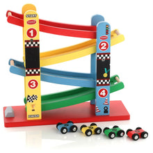 Load image into Gallery viewer, Wooden Car Ramps Race With 4 Level Toy Car Ramp Race Track
