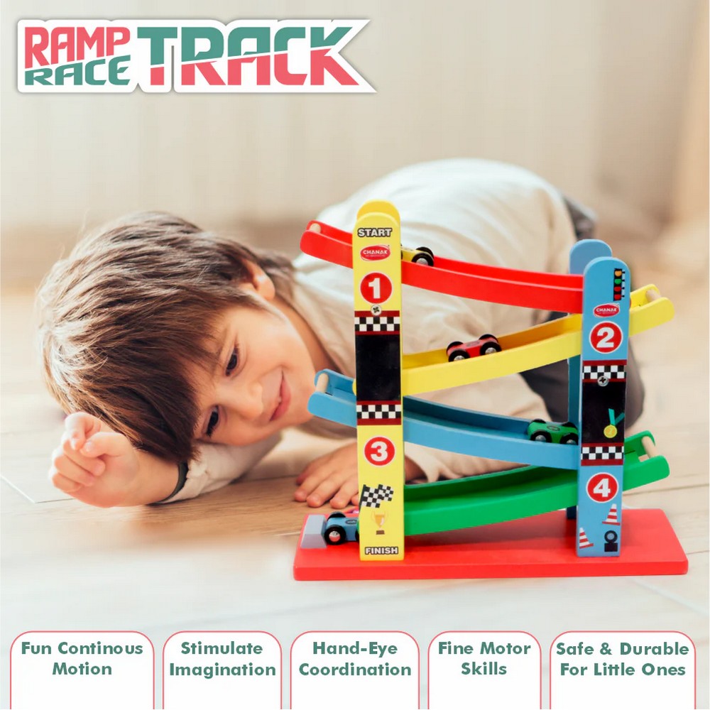 Wooden Car Ramps Race With 4 Level Toy Car Ramp Race Track