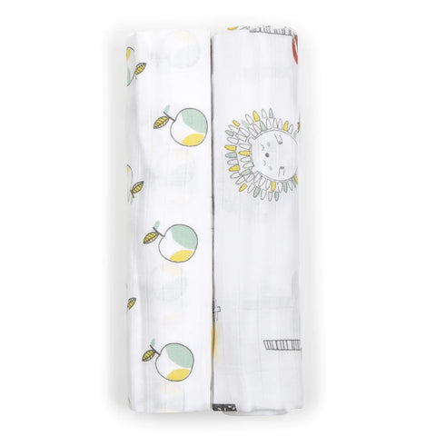 Apple & Forest Theme Muslin Swaddle - Pack Of 2