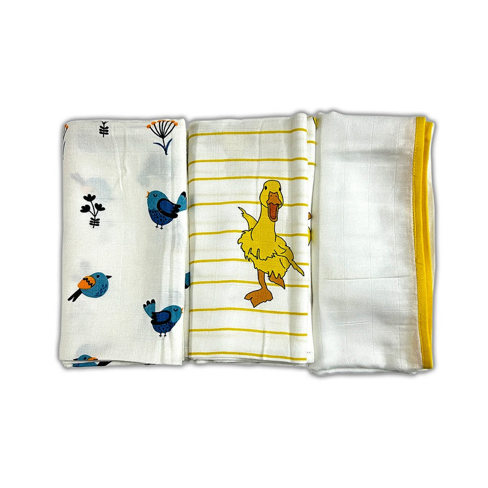 Duck, Sheep & Plain Combo Super Soft Classic Bamboo Cotton Swaddles