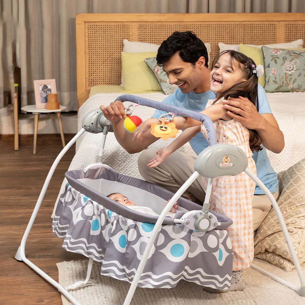 Infantso Deluxe Baby Cradle-Pink & Grey