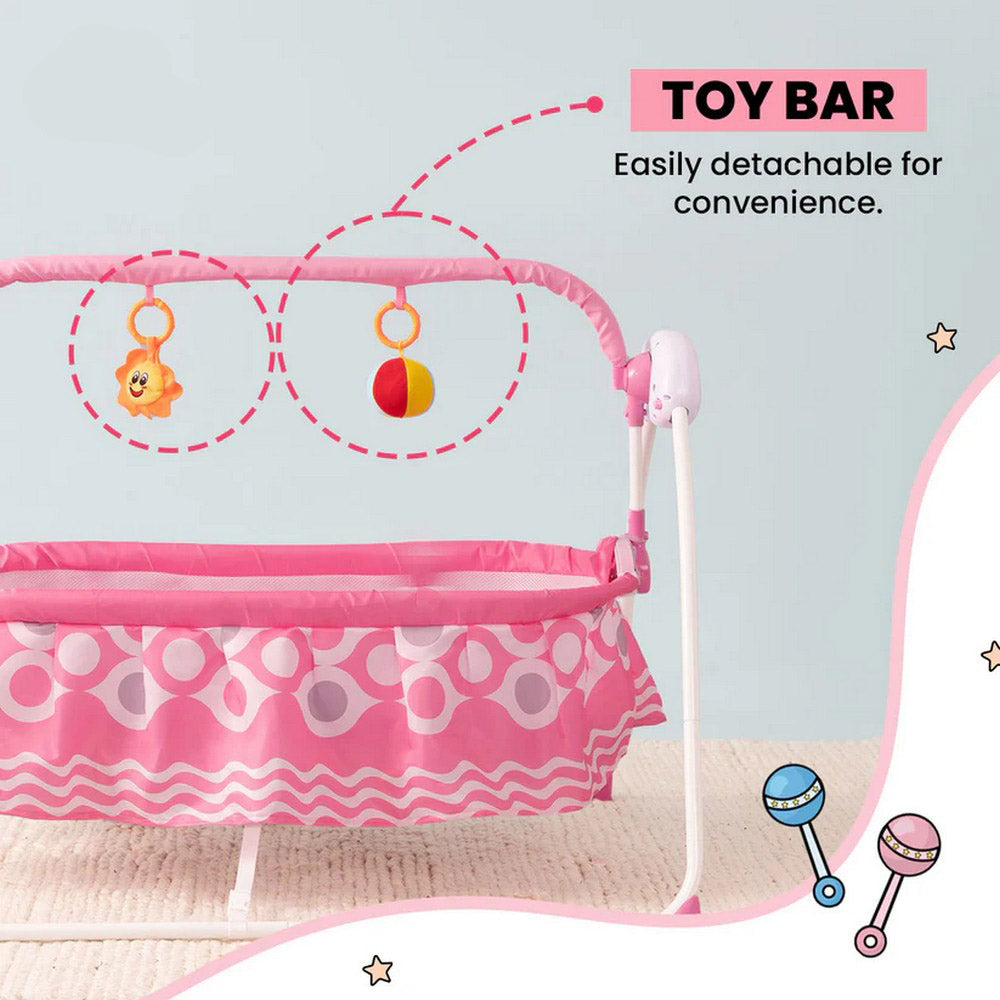 Infantso Deluxe Baby Cradle-Pink & Grey