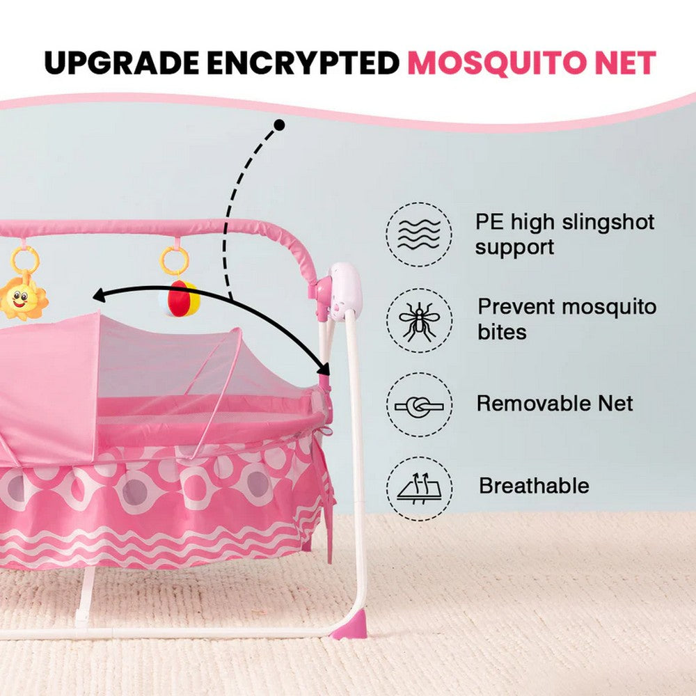 Infantso Deluxe Baby Cradle-Pink & Grey