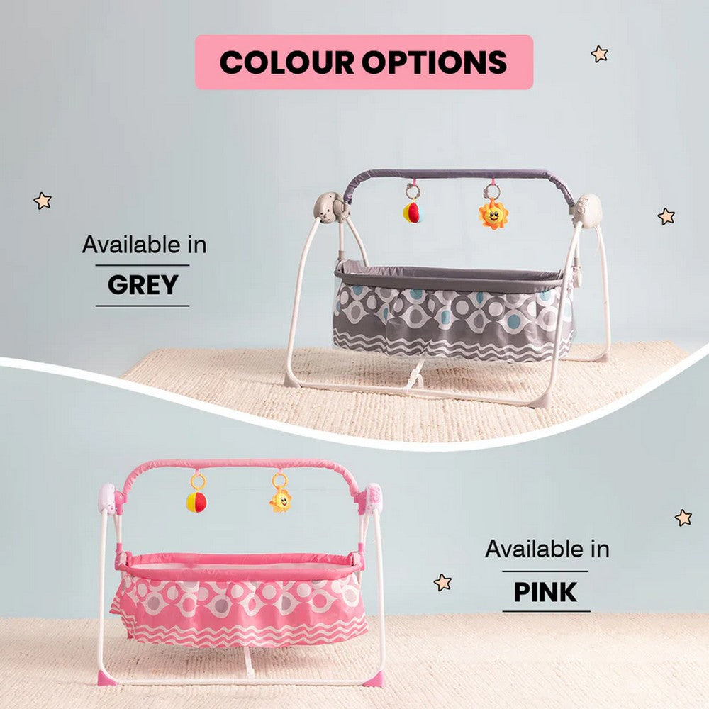 Infantso Deluxe Baby Cradle-Pink & Grey