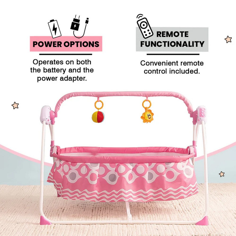 Infantso Deluxe Baby Cradle-Pink & Grey