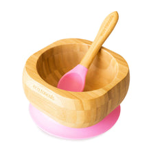 Load image into Gallery viewer, Pink Bamboo Bowl &amp; Spoon Set

