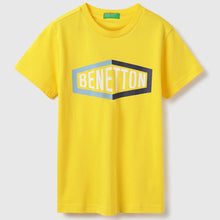 Load image into Gallery viewer, Yellow Benetton Printed Short Sleeves Cotton T-Shirt
