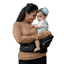 Load image into Gallery viewer, Black Gold Baby Carrier With Hip Seat
