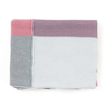 Load image into Gallery viewer, Transfer Knit Color Blocks With Pink Stripes Cotton Knitted Blanket
