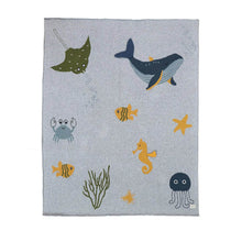 Load image into Gallery viewer, Soft Grey Melange Wonders Of The Sea Cotton Knitted Ac Blanket
