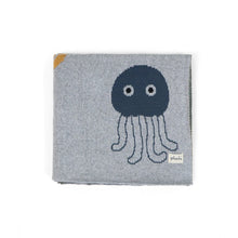 Load image into Gallery viewer, Soft Grey Melange Wonders Of The Sea Cotton Knitted Ac Blanket
