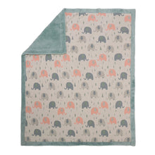 Load image into Gallery viewer, Blue Elephant Theme Knitted Blanket With Faux Fur Back
