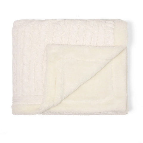 Ivory Cotton Knitted Blanket With Embroidered Heart