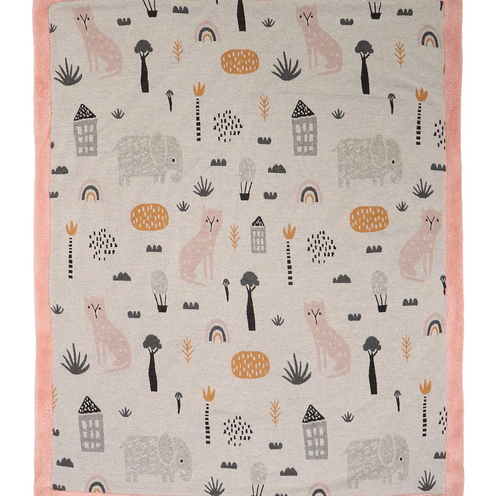 Woodland Pink Knitted Blanket