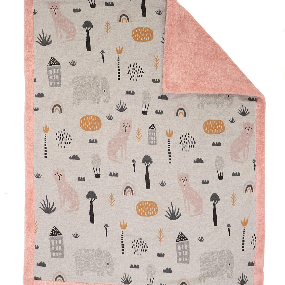 Woodland Pink Knitted Blanket