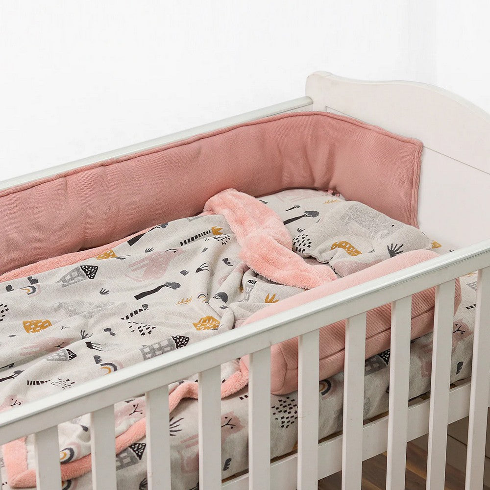 Woodland Pink Knitted Blanket