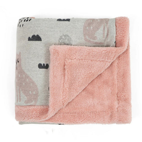Woodland Pink Knitted Blanket