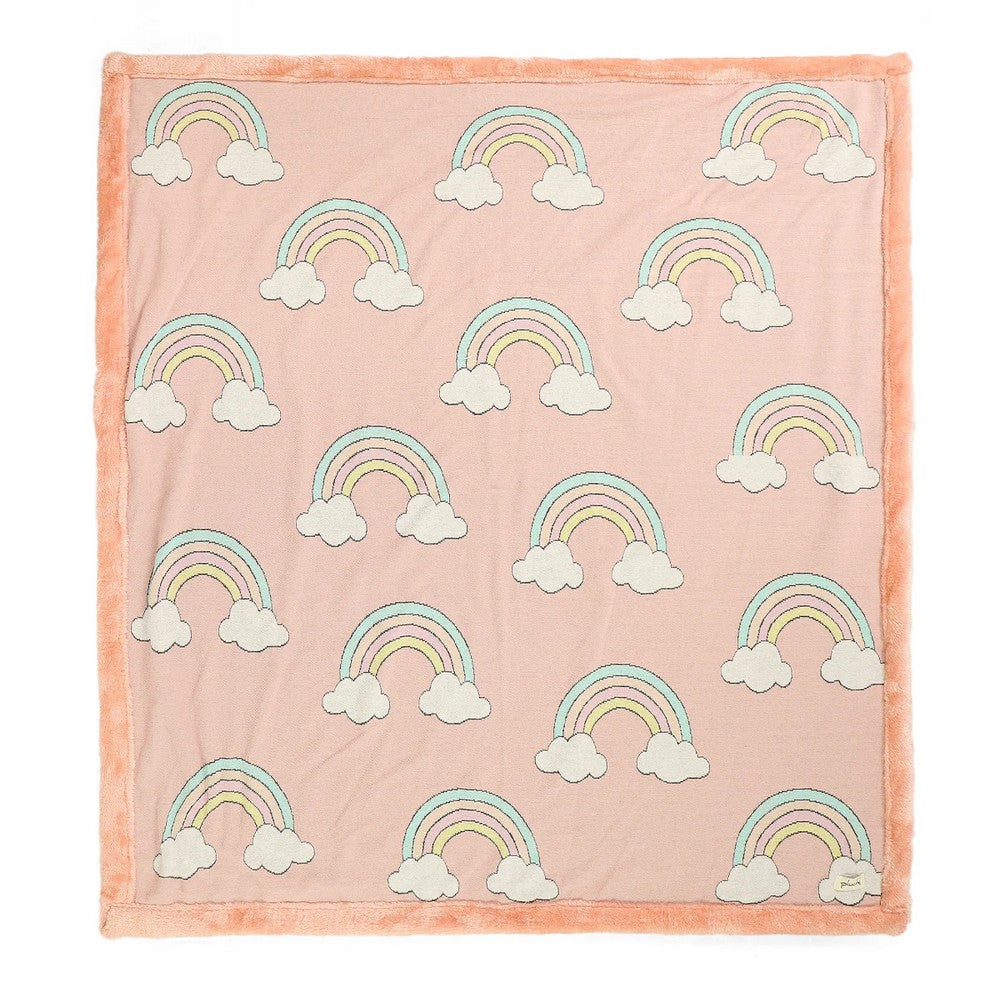 Peach Rainbow Bubblegum Knitted Blanket