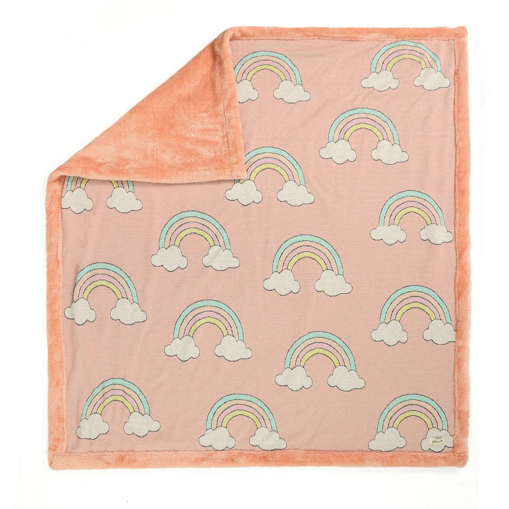 Peach Rainbow Bubblegum Knitted Blanket