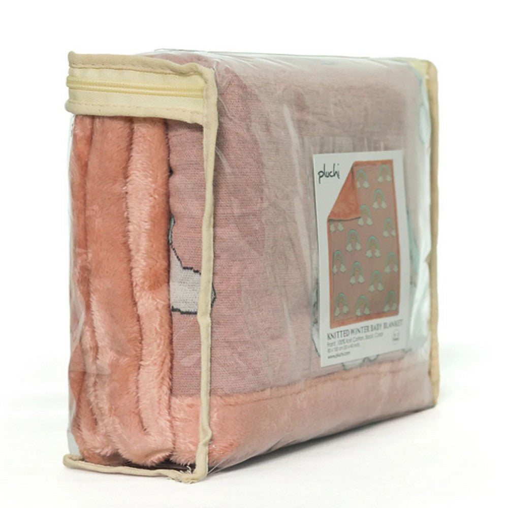 Peach Rainbow Bubblegum Knitted Blanket